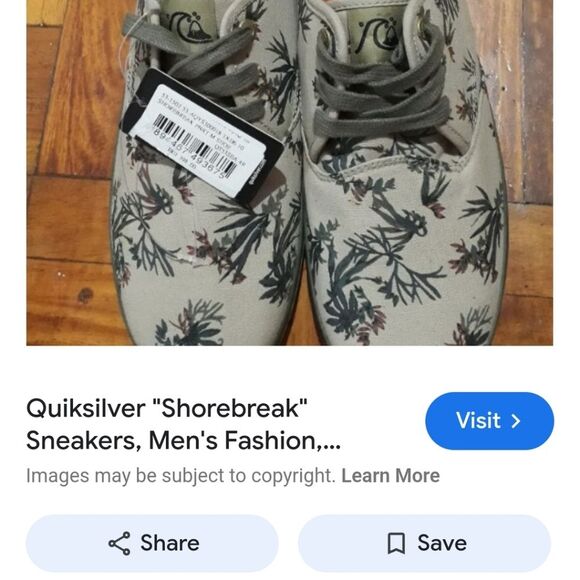 Quicksilver Canvas Tie Sneakers Shorebreak Print Men's Size 11 - Picture 11 of 12